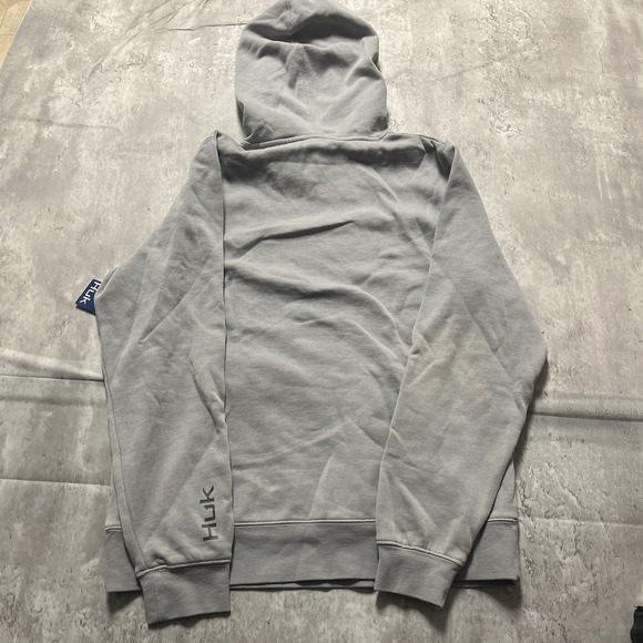 Huk Fishing Hoodie Sweatshirt Mens M Gray Faded Distressed Hooded Soft - Picture 10 of 12